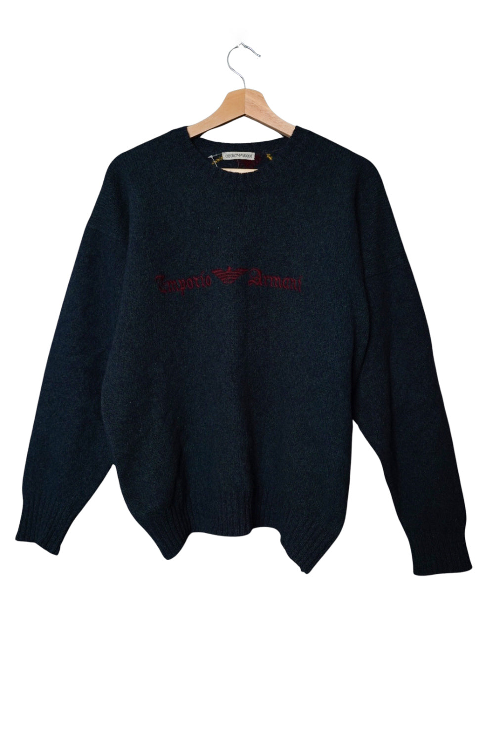 Emporio Armani Dark Green Harlequin Shetland Wool O-Neck Knit