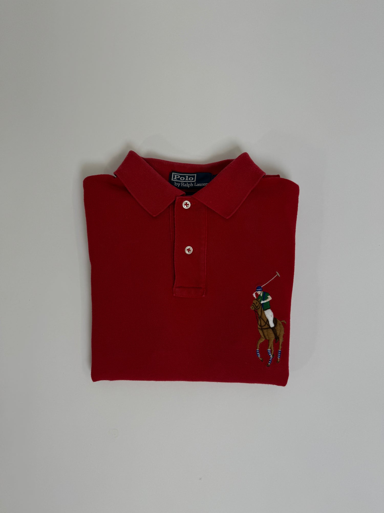 Ralph Lauren Red Crest Long Sleeved Custom Fit Polo Shirt