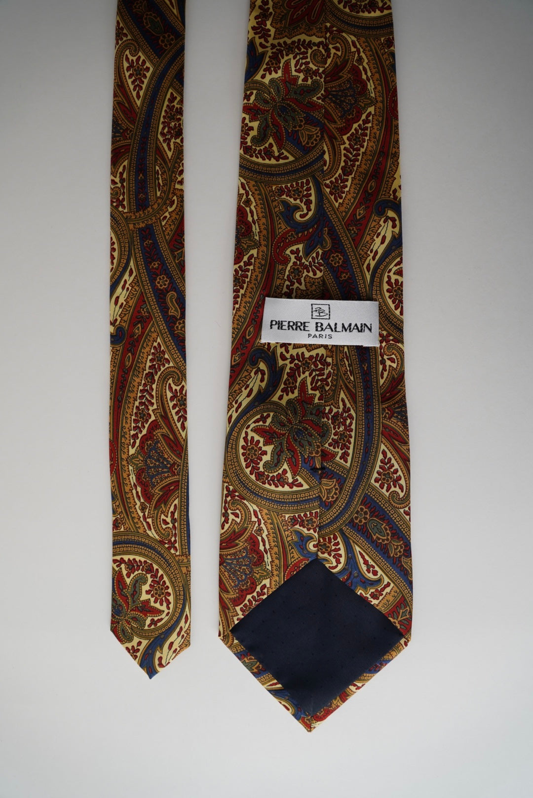 Pierre Balmain Red, Navy and Cream Paisley Silk Tie