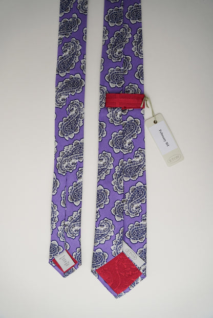 Eton Purple Paisley Print Silk Tie