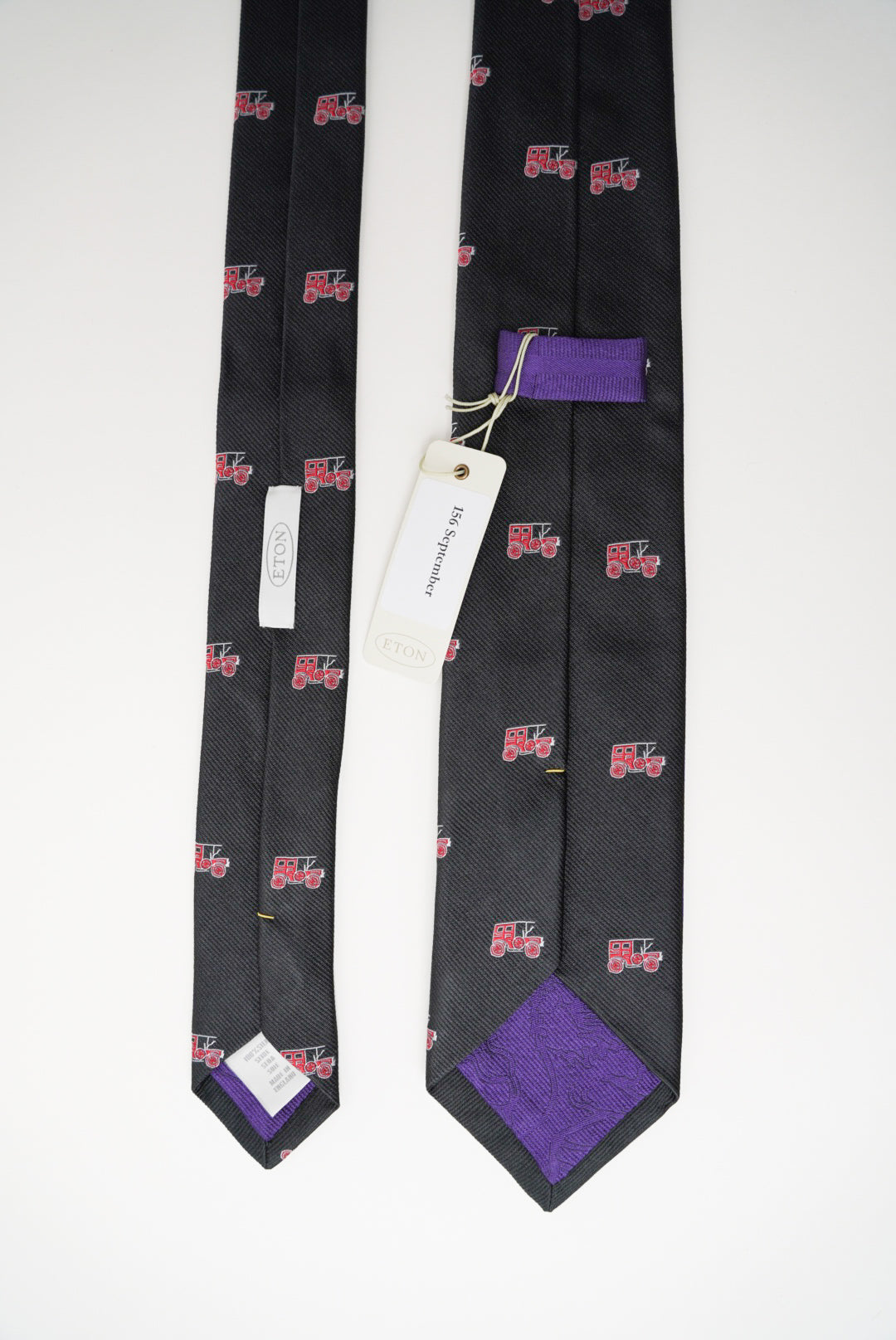 Eton Black Automobile Print Silk Tie