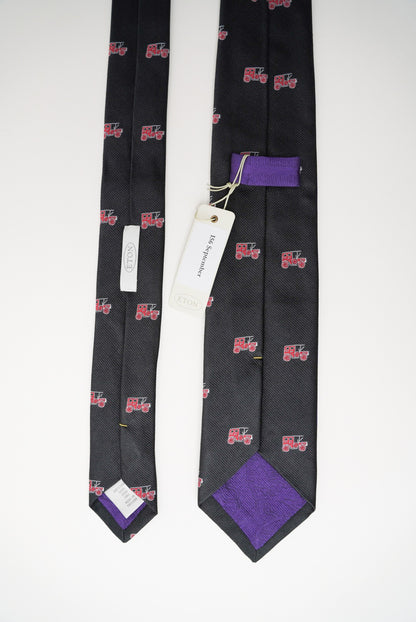 Eton Black Automobile Print Silk Tie