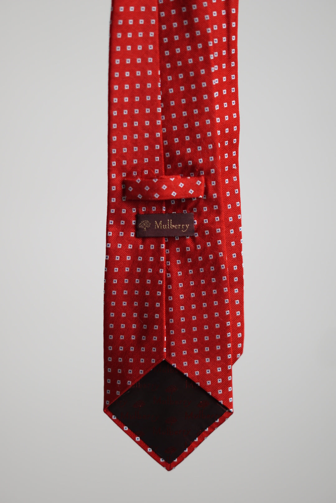 Mulberry Red Square Dotted Silk Tie