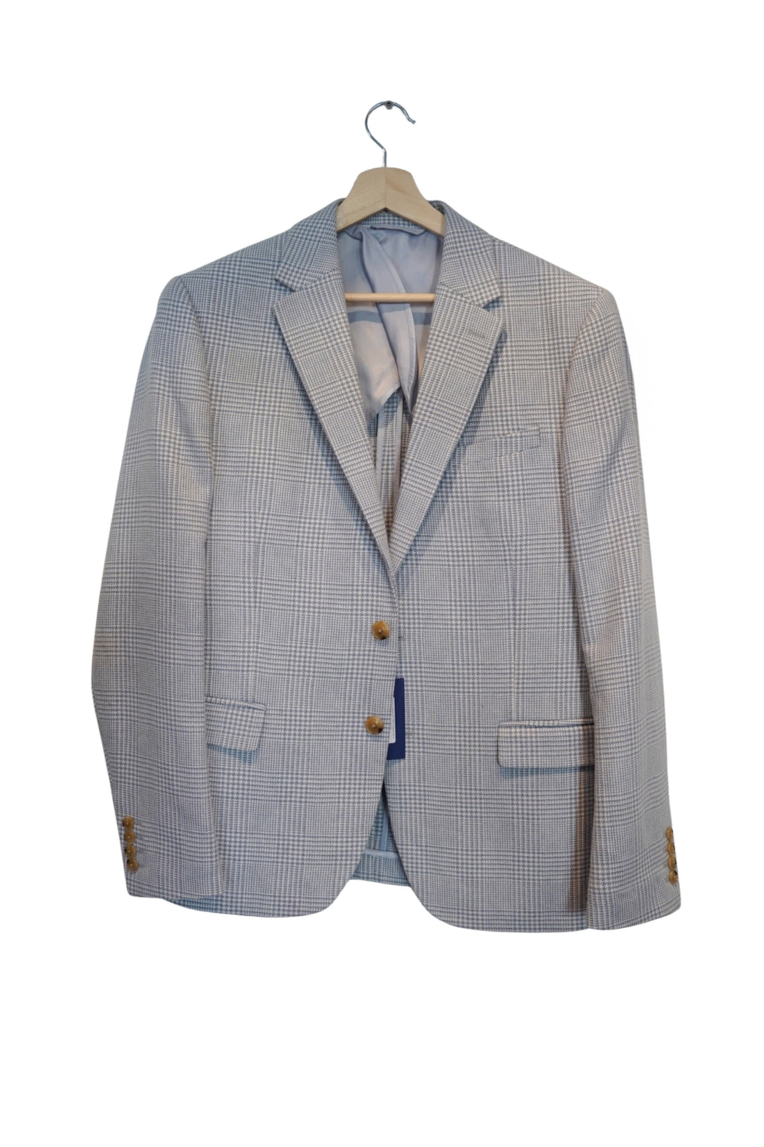 MOSS Lightblue and White Checkered Slim Fit Sport Blazer