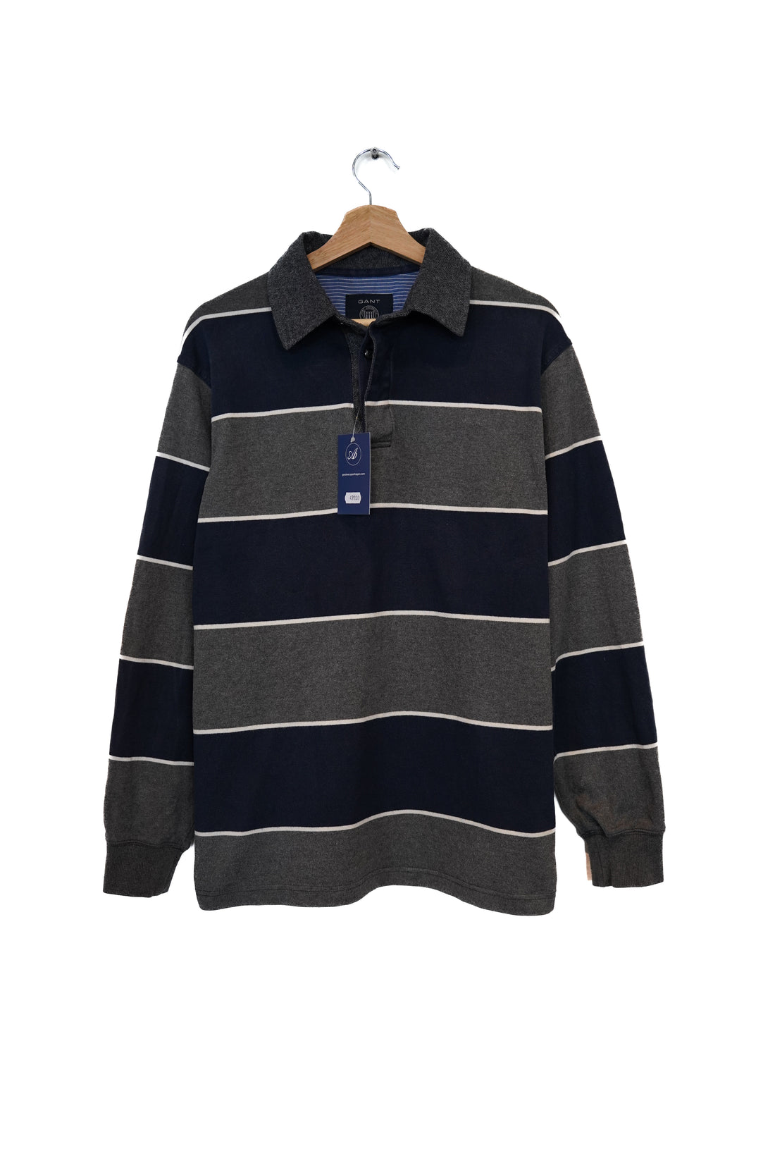 Gant Gray and Blue Striped New Haven Cotton Rug