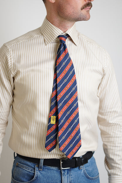 Gucci Navy and Red Striped Silk Tie