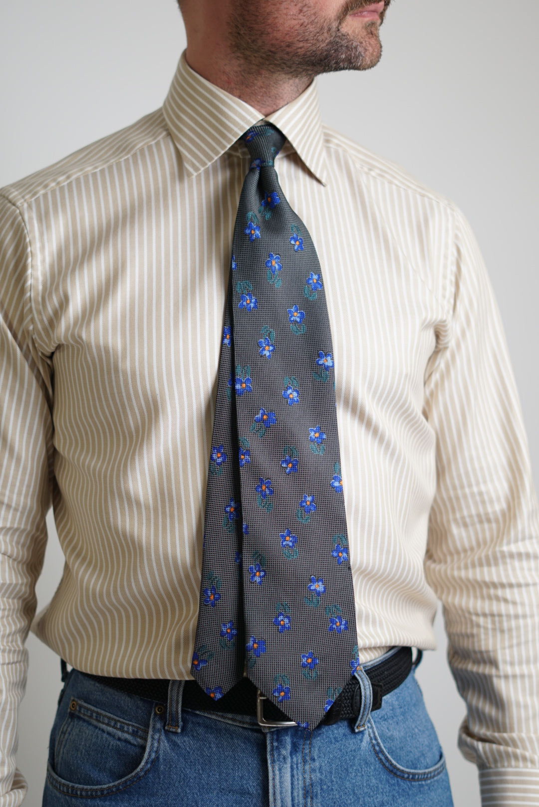 Sand Copenhagen Dark Vintage Flower Silk Tie