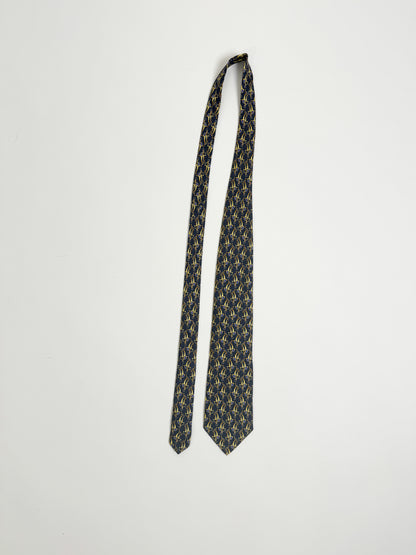 Pierre Balmain Navy Chain Pattern Silk Tie