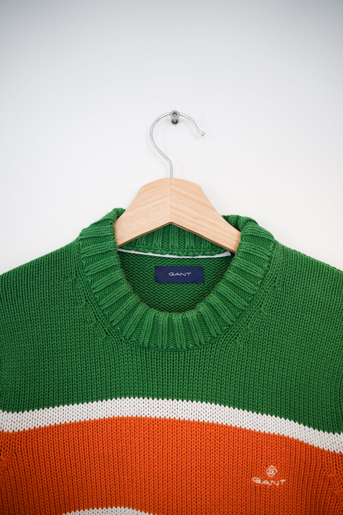 Gant Green and Orange O-Nect Cotton Knit