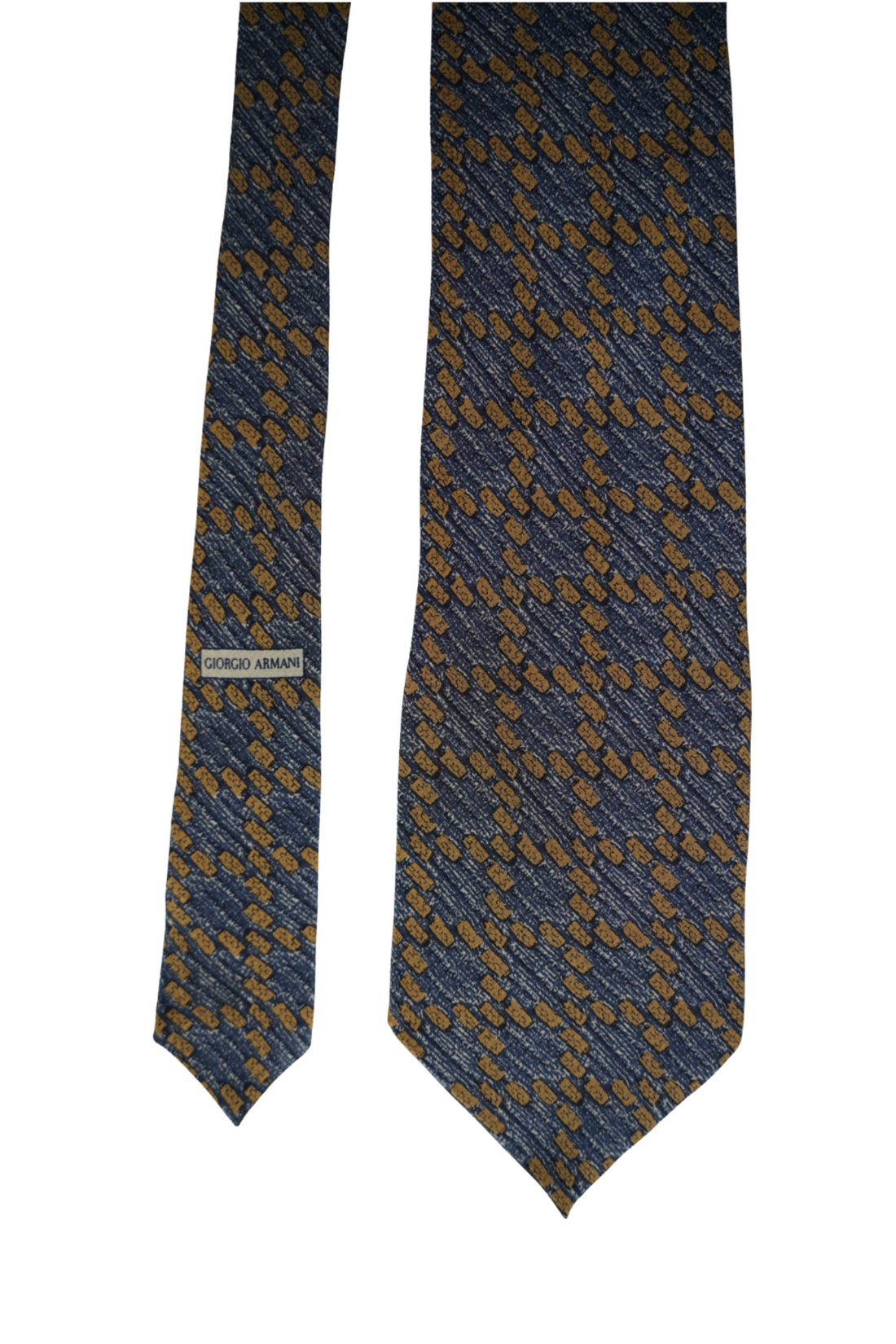 Giorgio Armani Navy and Yellow Vintage Silk Tie