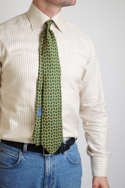 Gucci Green Gold Chain Silk Tie