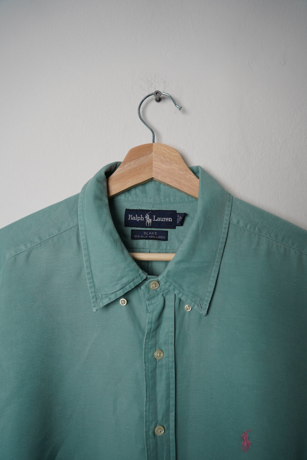 Ralph Lauren Mint Green Blake Silk and Linen Shirt