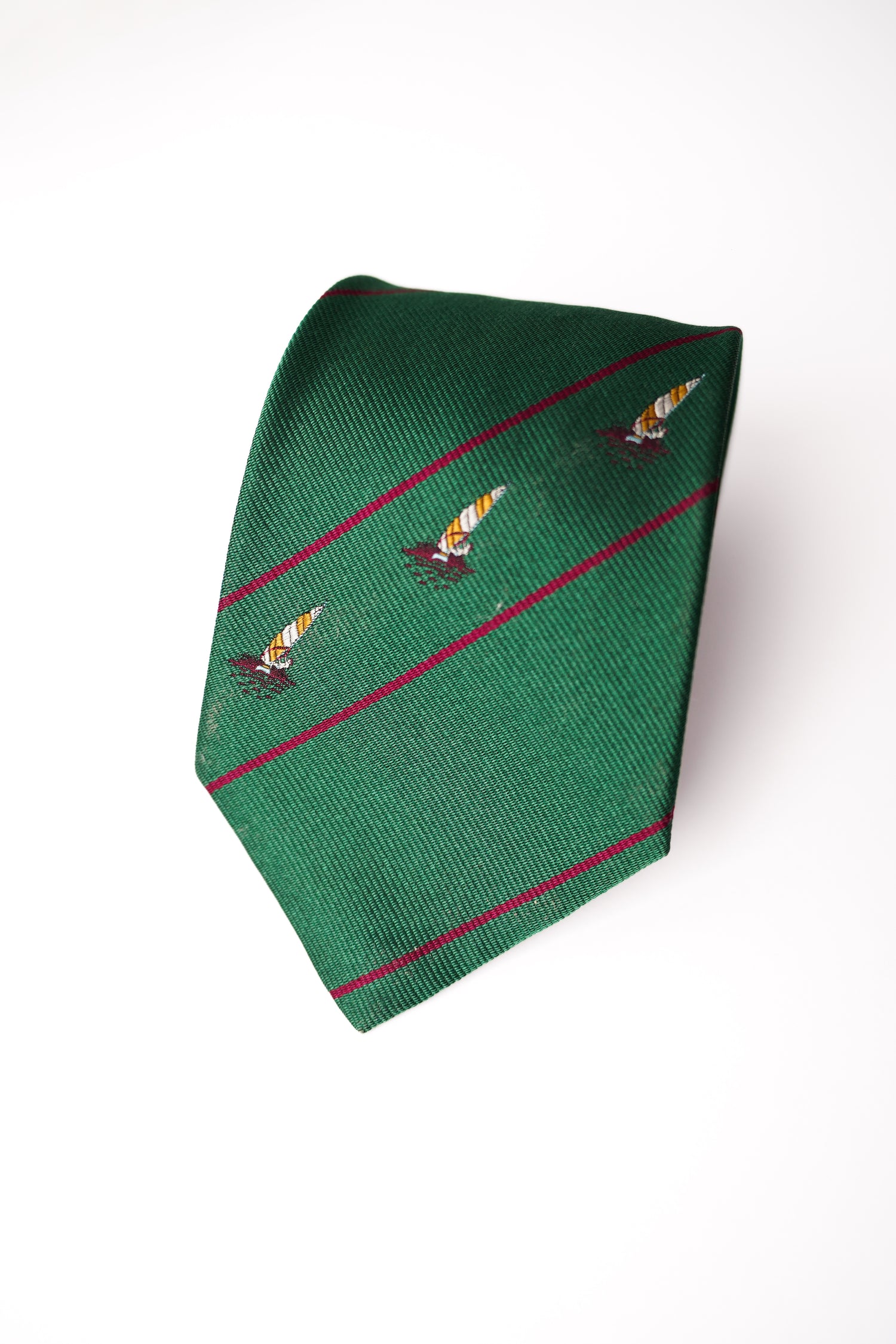 Diego Vintage Grüne Seidenkrawatte mit Ivy-League-Wappen