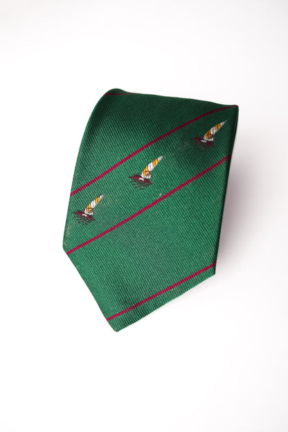 Diego Vintage Grüne Seidenkrawatte mit Ivy-League-Wappen