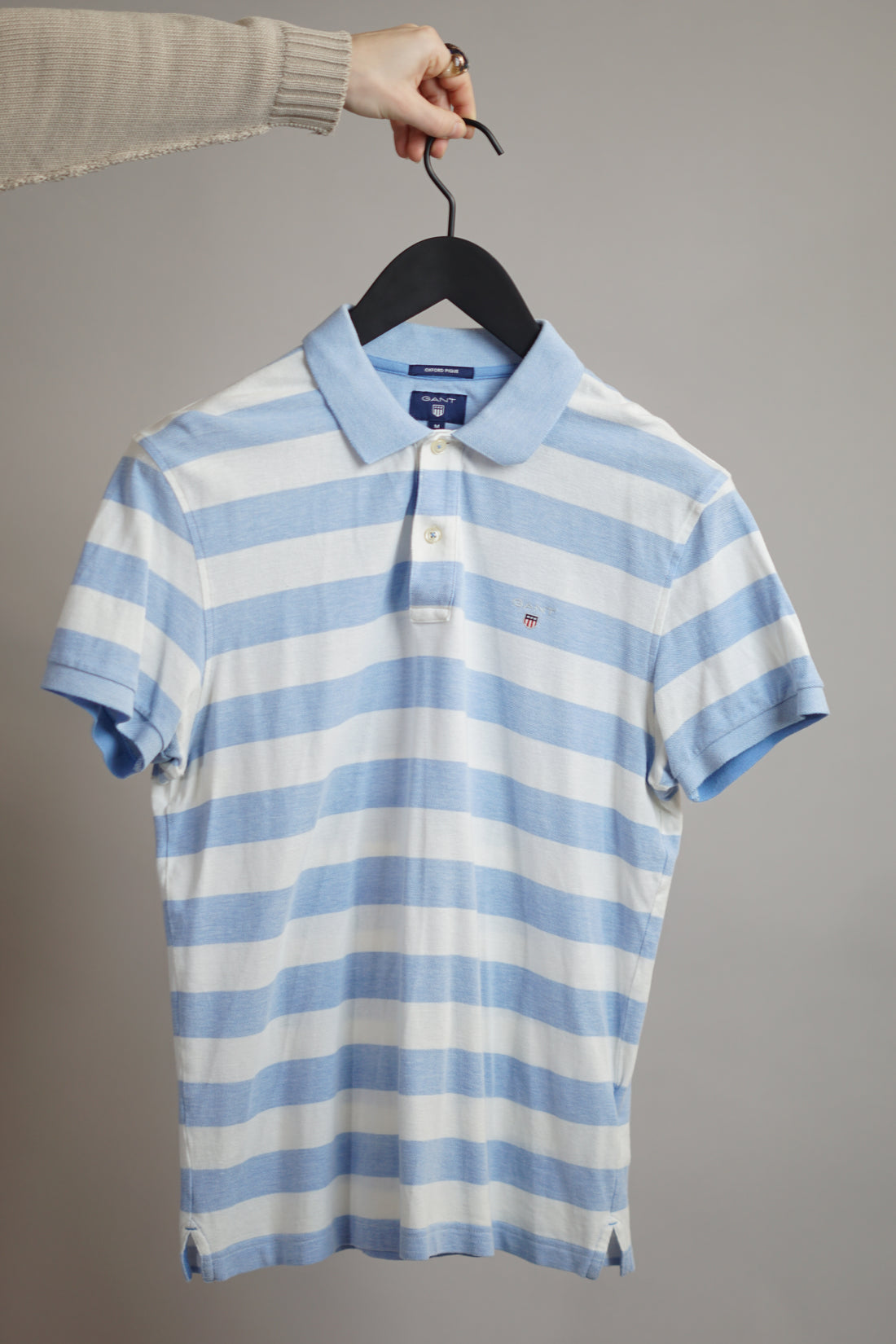 Gant Oxford Pique Lightblue &amp; White Striped Polo Shirt