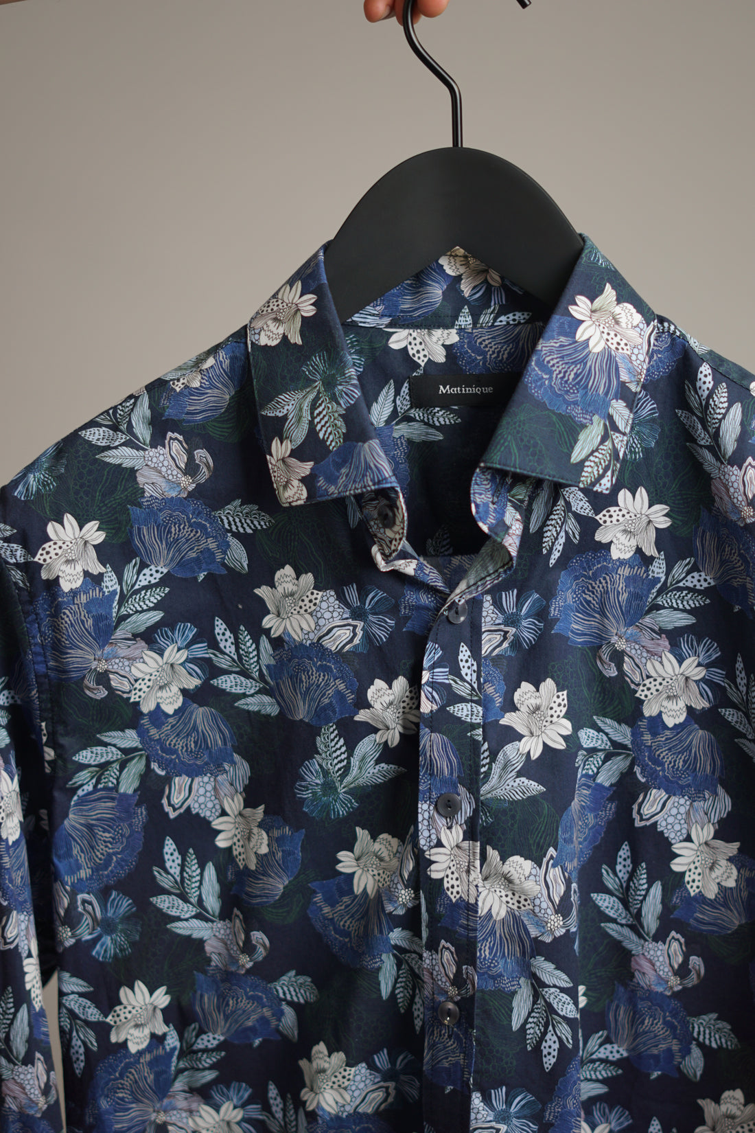 Matinique Navy Flower Pattern Shirt