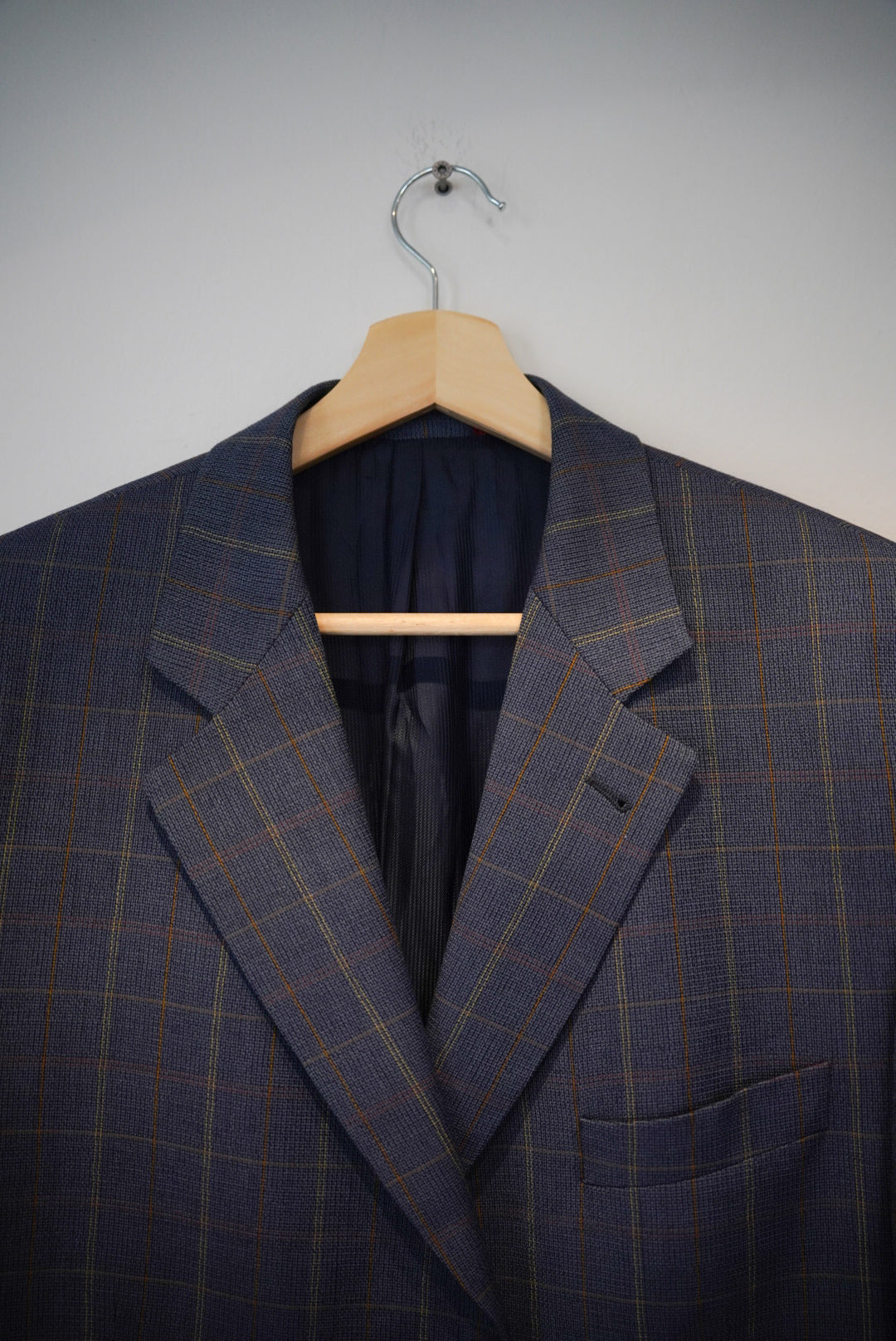 Studio Milano Blue Checkered Wool Blazer