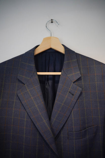 Studio Milano Blue Checkered Wool Blazer