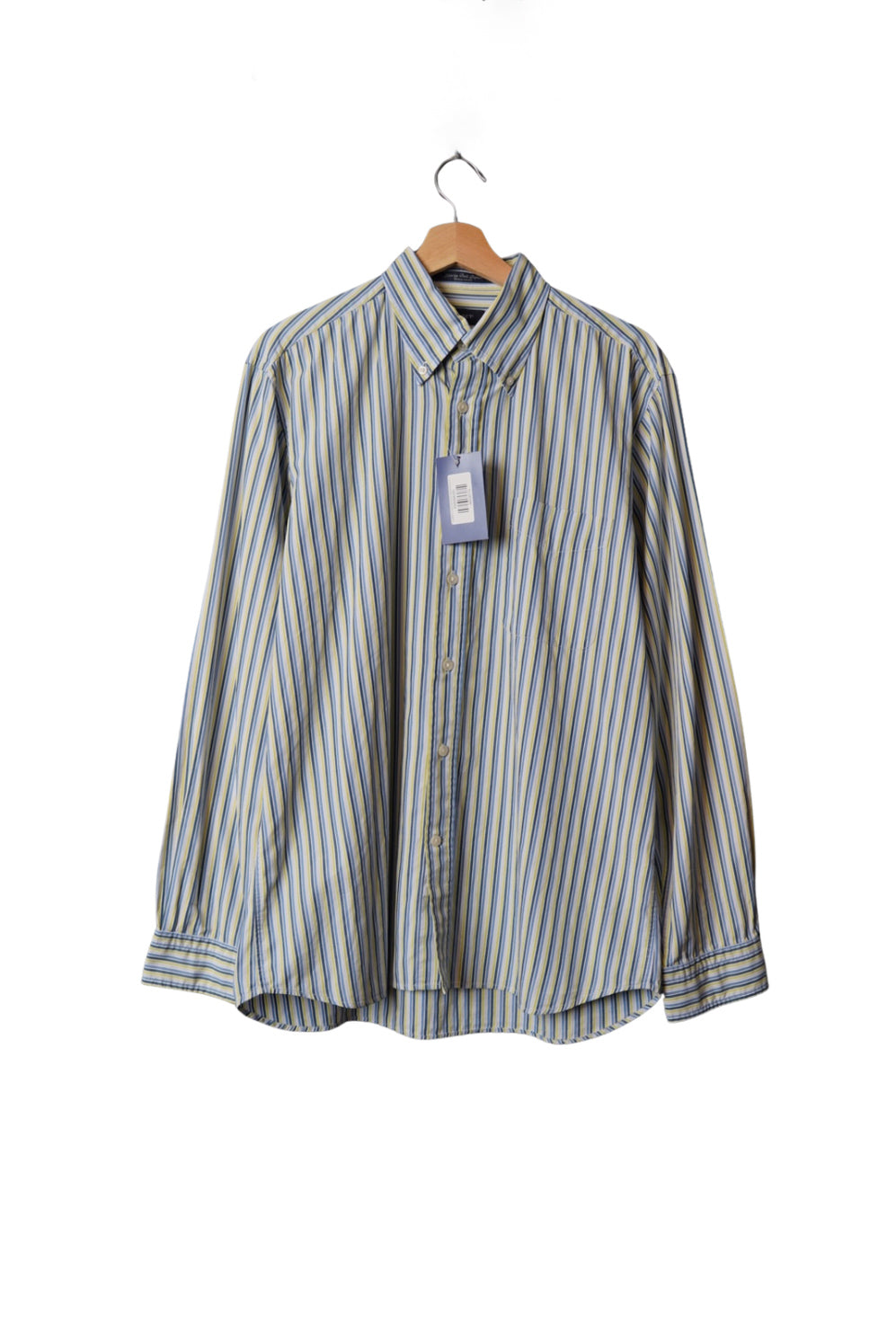 Gant Blue, Green and White Striped Liberty Bell Poplin Regular Fit Cotton Shirt