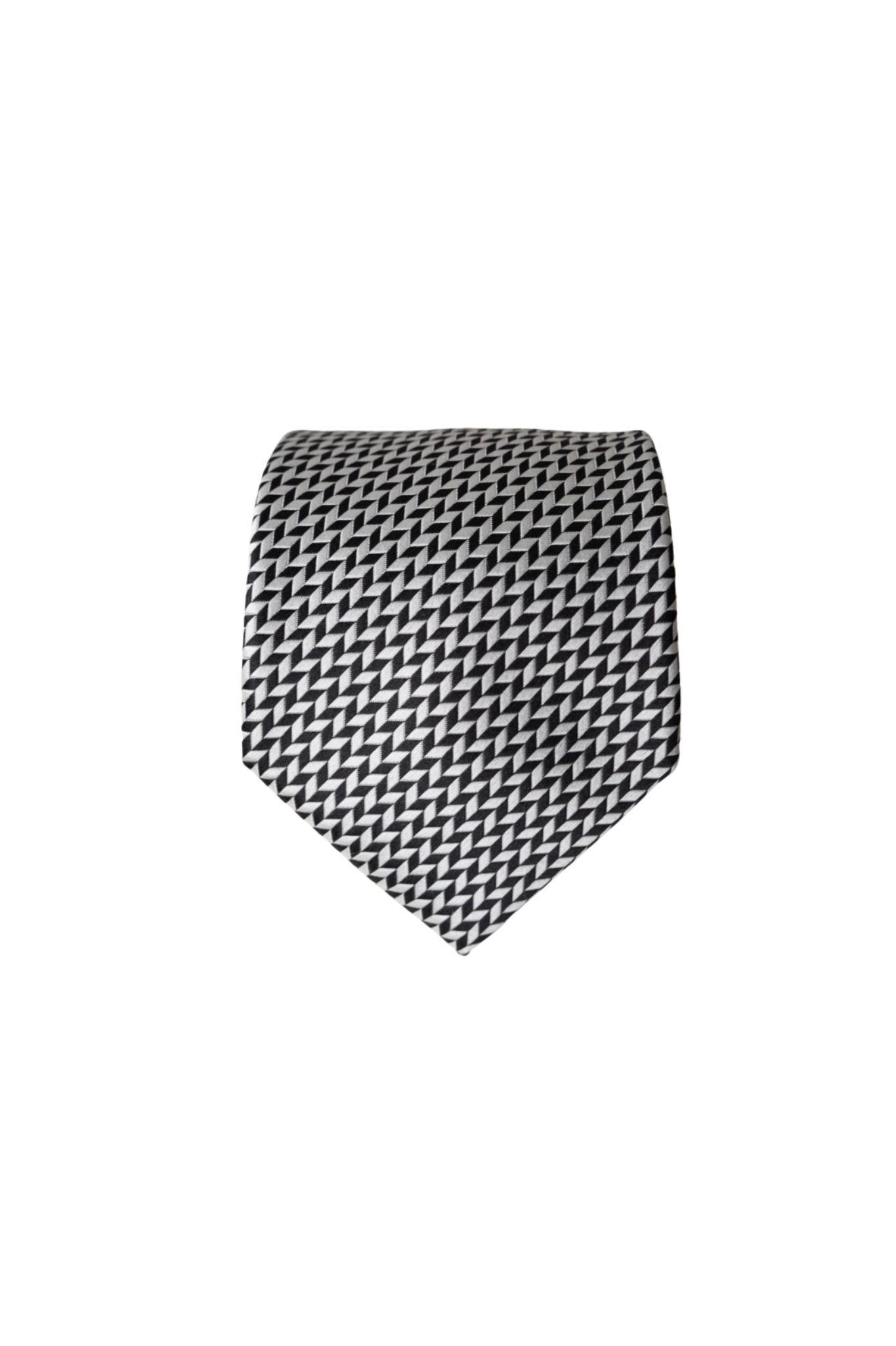 Eton Black and White Square Print Silk Tie