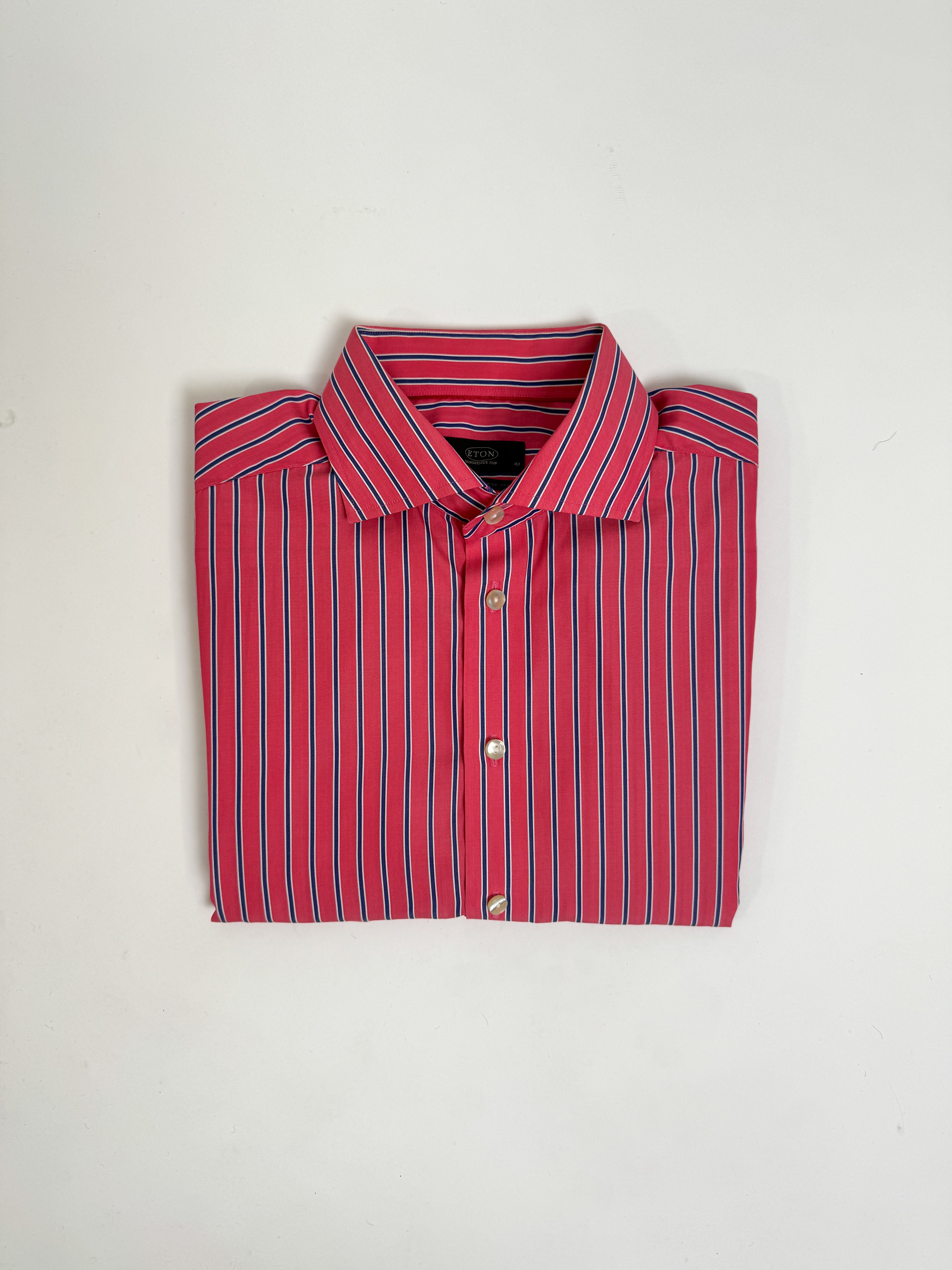 Eton Pink Striped Contemporary Fit Shirt