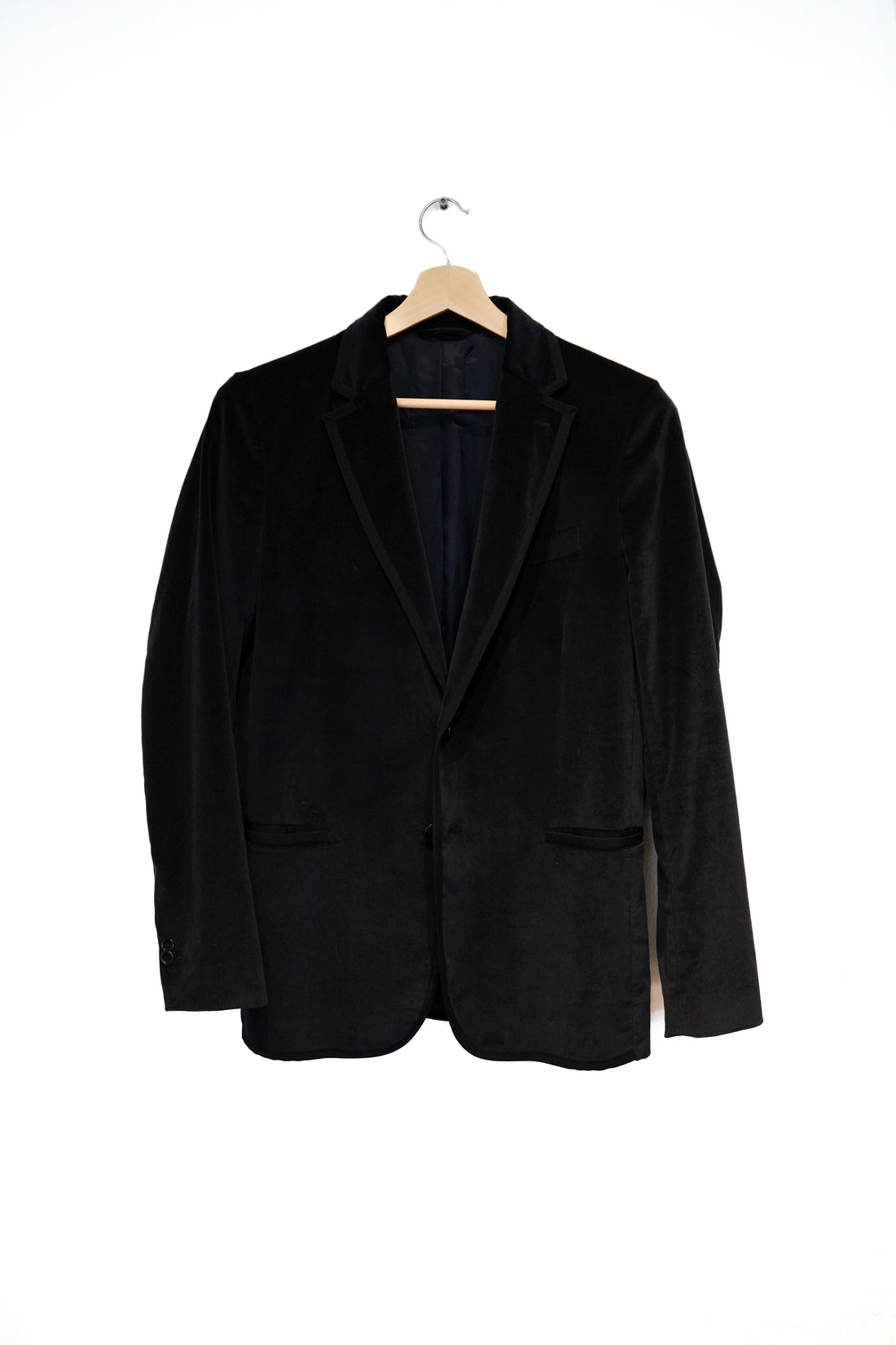 Gant Navy Velour Slim Cotton Blazer