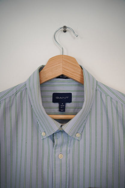 Gant Lightblue and Green Striped Relaxed Cotton Shirt