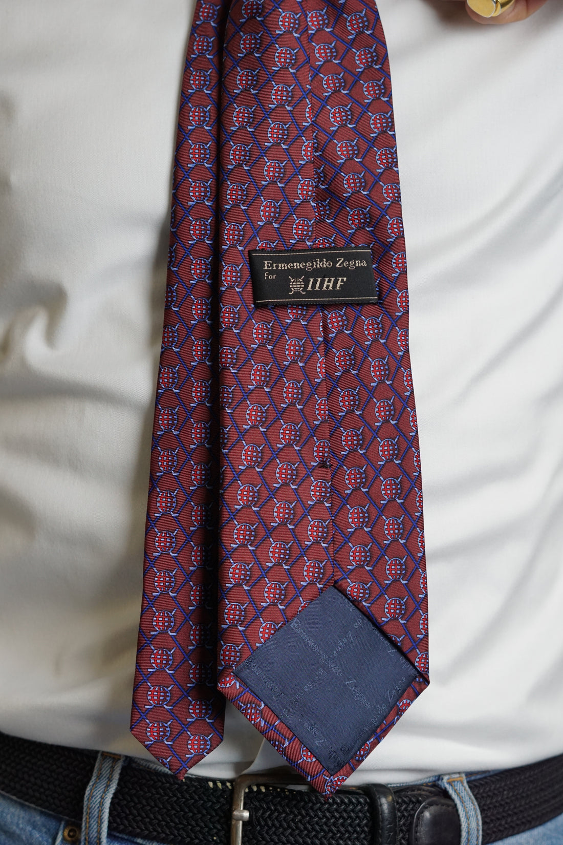 Ermenegildo Zegna Bordeaux Red IIHF Vintage Silk Tie