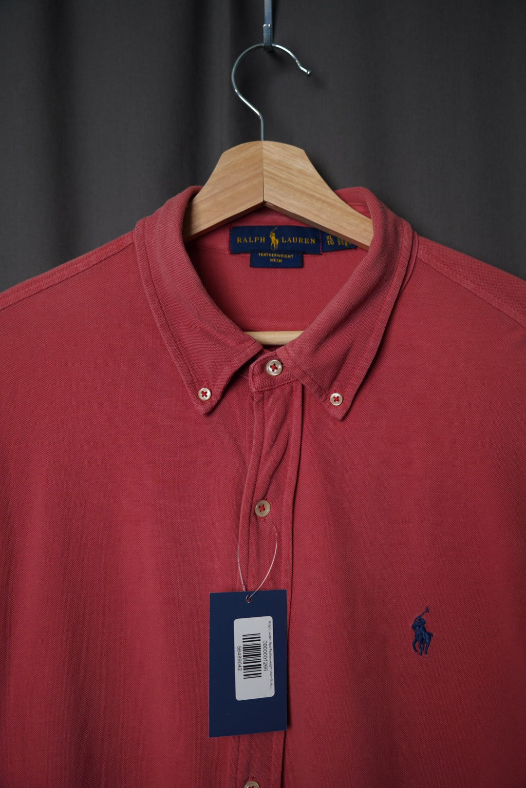 Ralph Lauren Red Featherweight Mesh Button Down Cotton Shirt