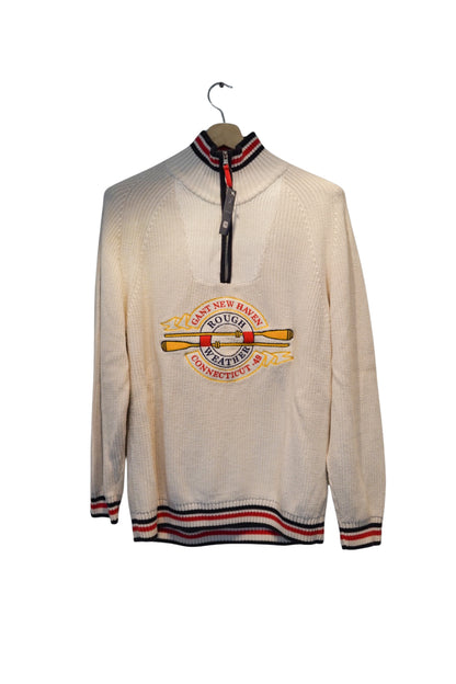 Gant Creamwhite New Haven Rough Weather Half Zip Cotton Knit