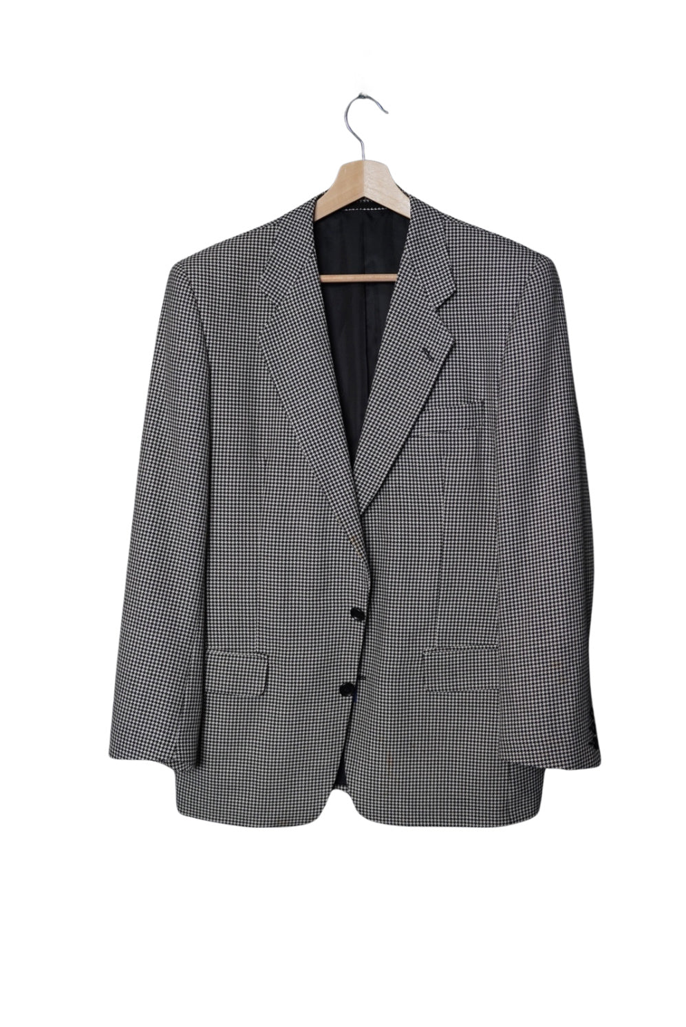White and Black Vintage Houndstooth Wool Blazer