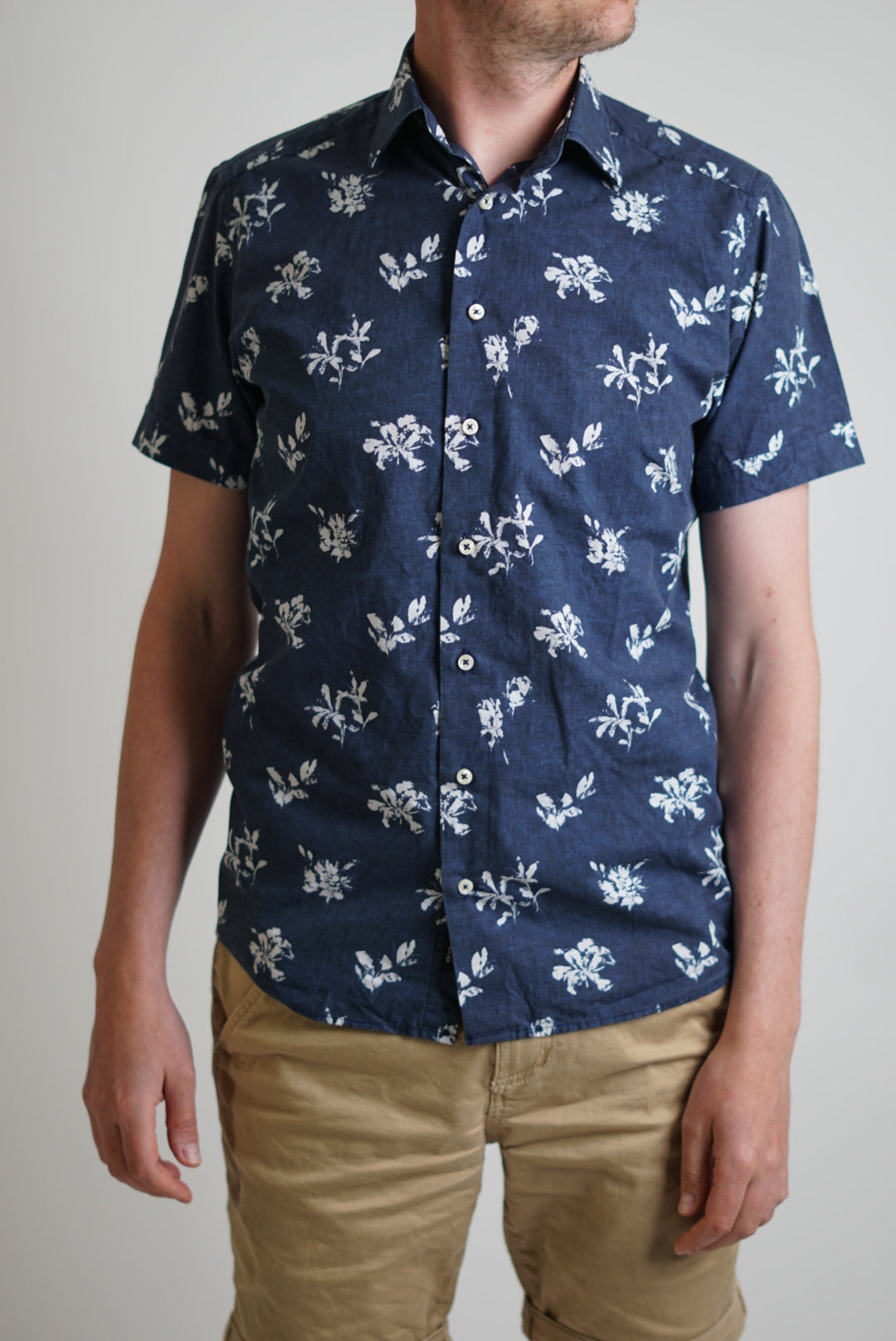 Sand Copenhagen Blue Flower Short Sleeved Shirt