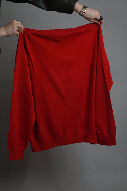 Tommy Hilfiger Red Knit V-Neck