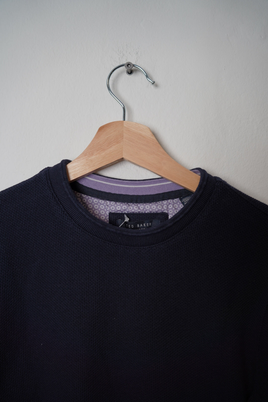 Ted Baker Navy and Purple Cotton O-Neck Knit