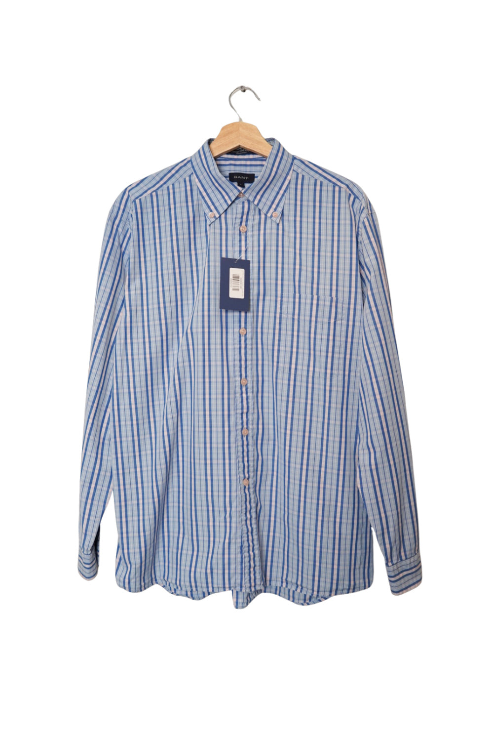 Gant Blue and White Chekered Liberty Bell Poplin Regular Fit Cotton Shirt