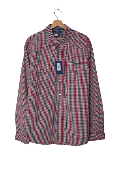 Tommy Hilfiger Jeans Red, Navy and White Checkered Cotton Shirt