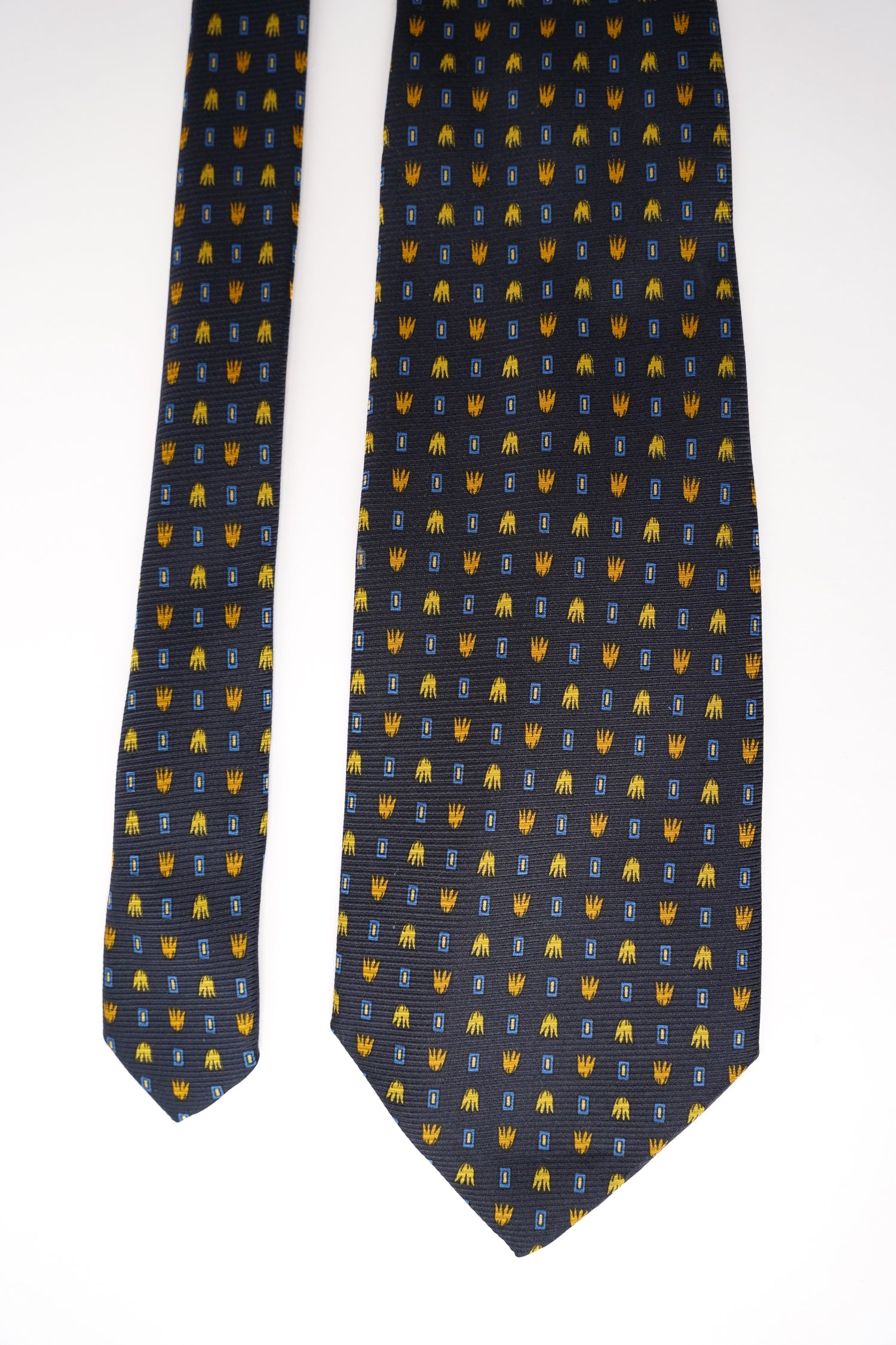 Saint Michel Vintage Marineblaue gepunktete Seidenkrawatte, Made in Italy