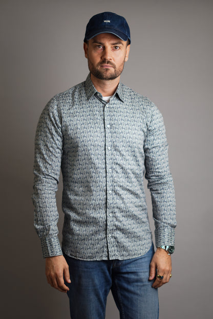 Sand Copenhagen Light Grey Paisley Pattern Cotton Shirt