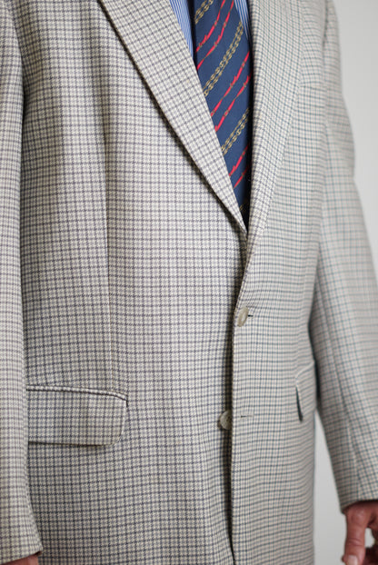 Vintage Light Houndstooth Wool Blazer