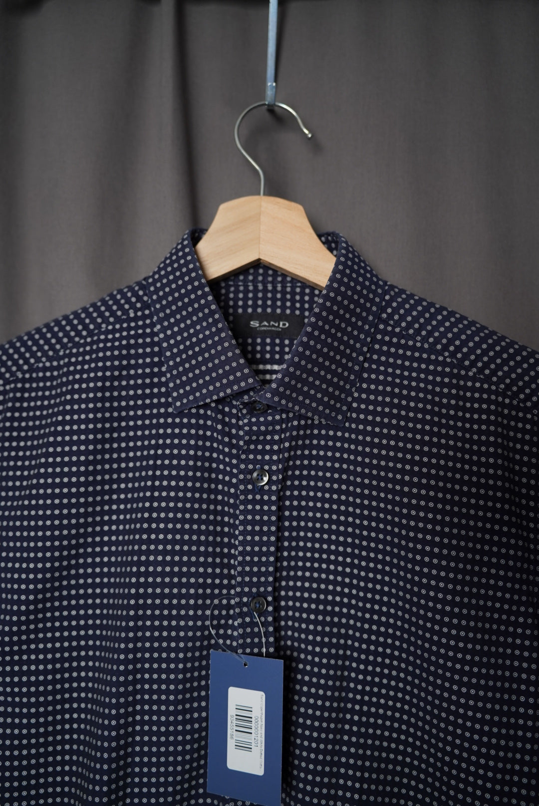 Sand Copenhagen Navy and White Dotted Cotton Shirt