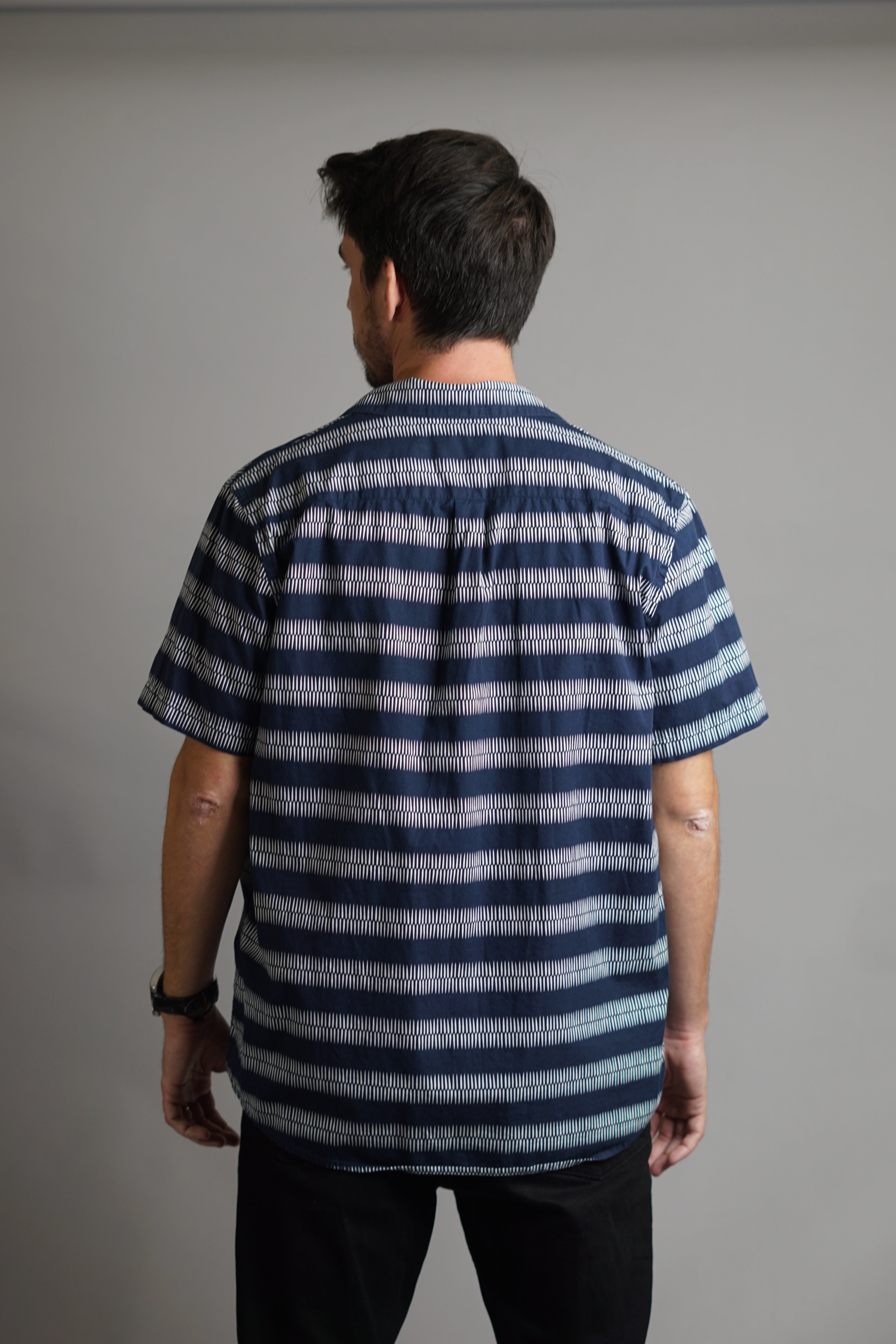 Samsøe Samsøe Navy and White Samo Striped Short Sleeved Shirt