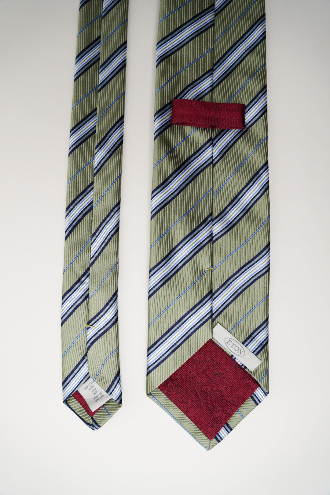 Eton Green and Blue Striped Silk Tie