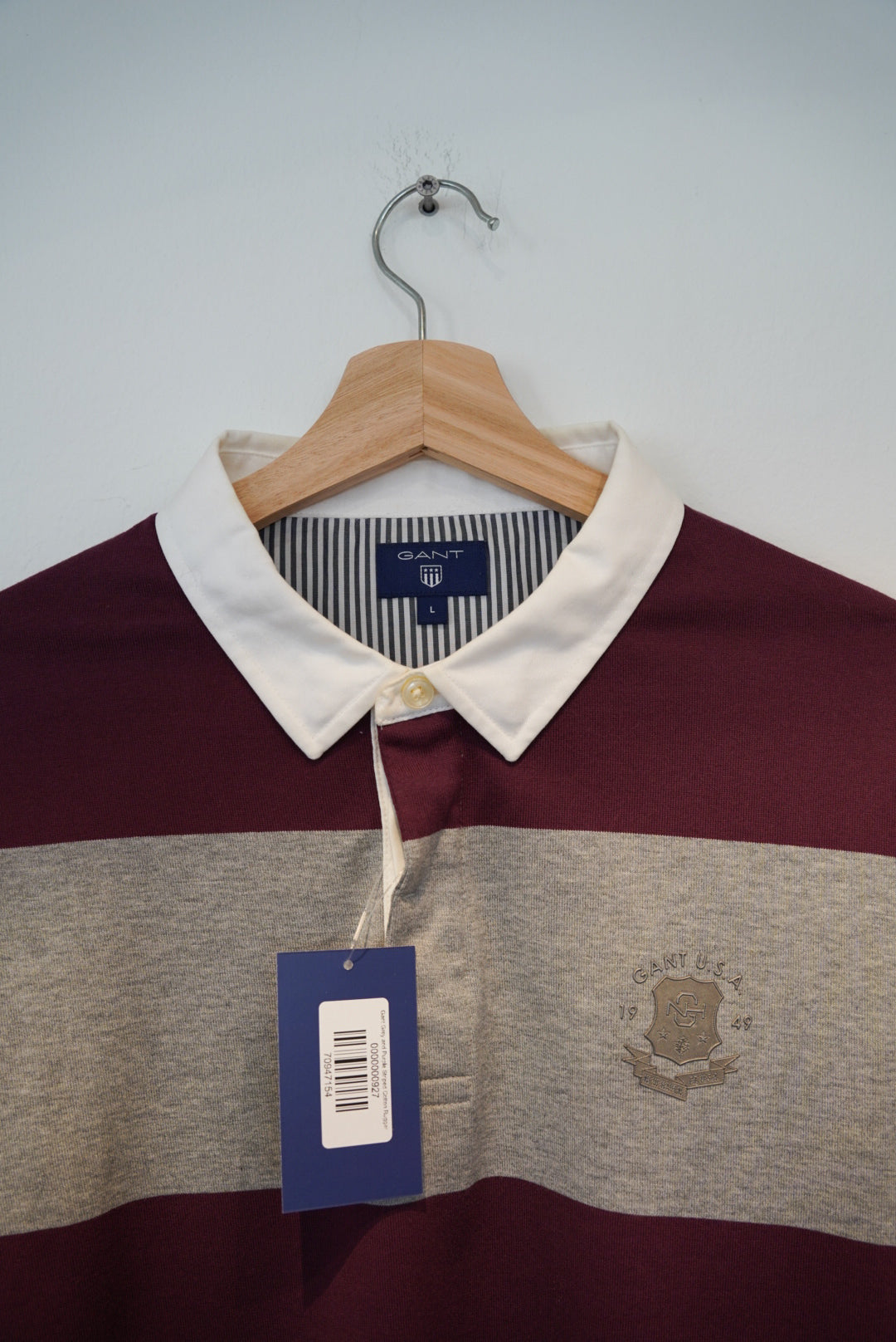 Gant Grey and Purple Striped Cotton Rugger