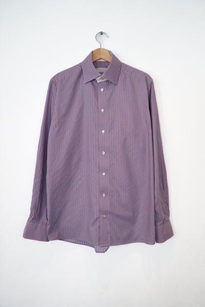 Eton Purple and Red Striped Cotton Contemporary Cotton Shirt