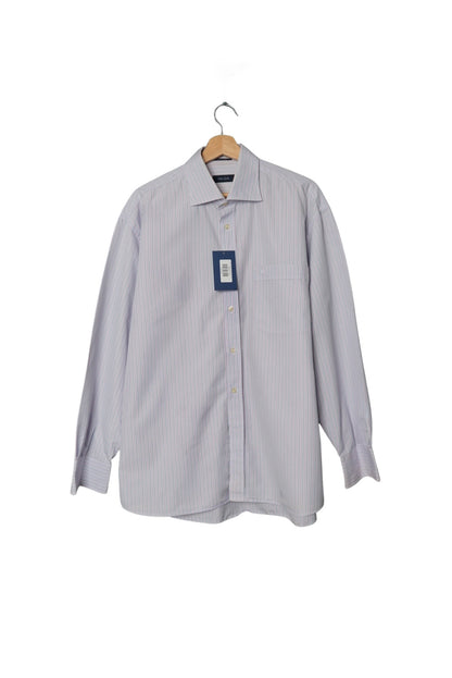 Van Gils Light Blue, Pink, Brown and White Striped Easy Iron Shirt