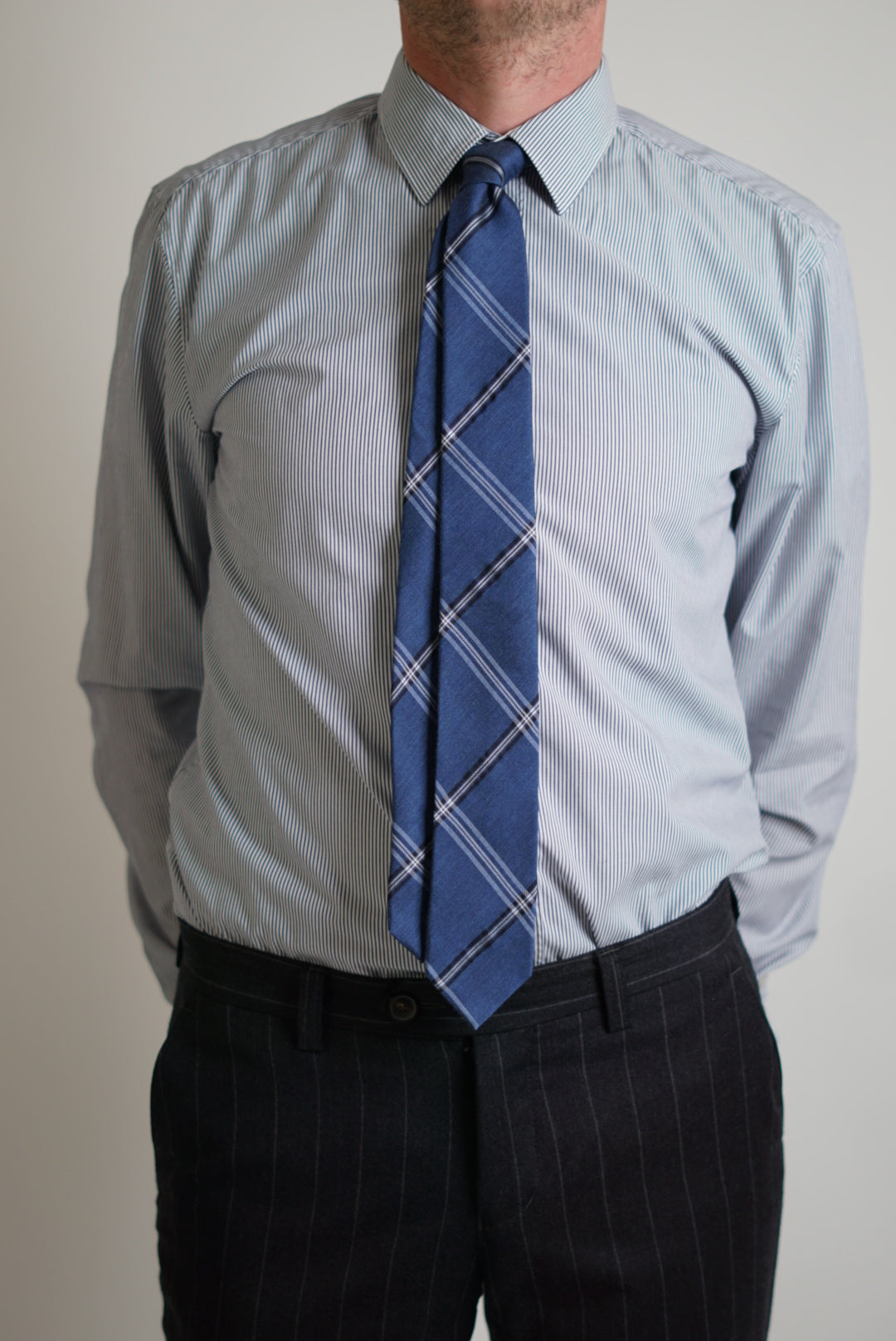 Calvin Klein Navy Cross-Checkered Tie