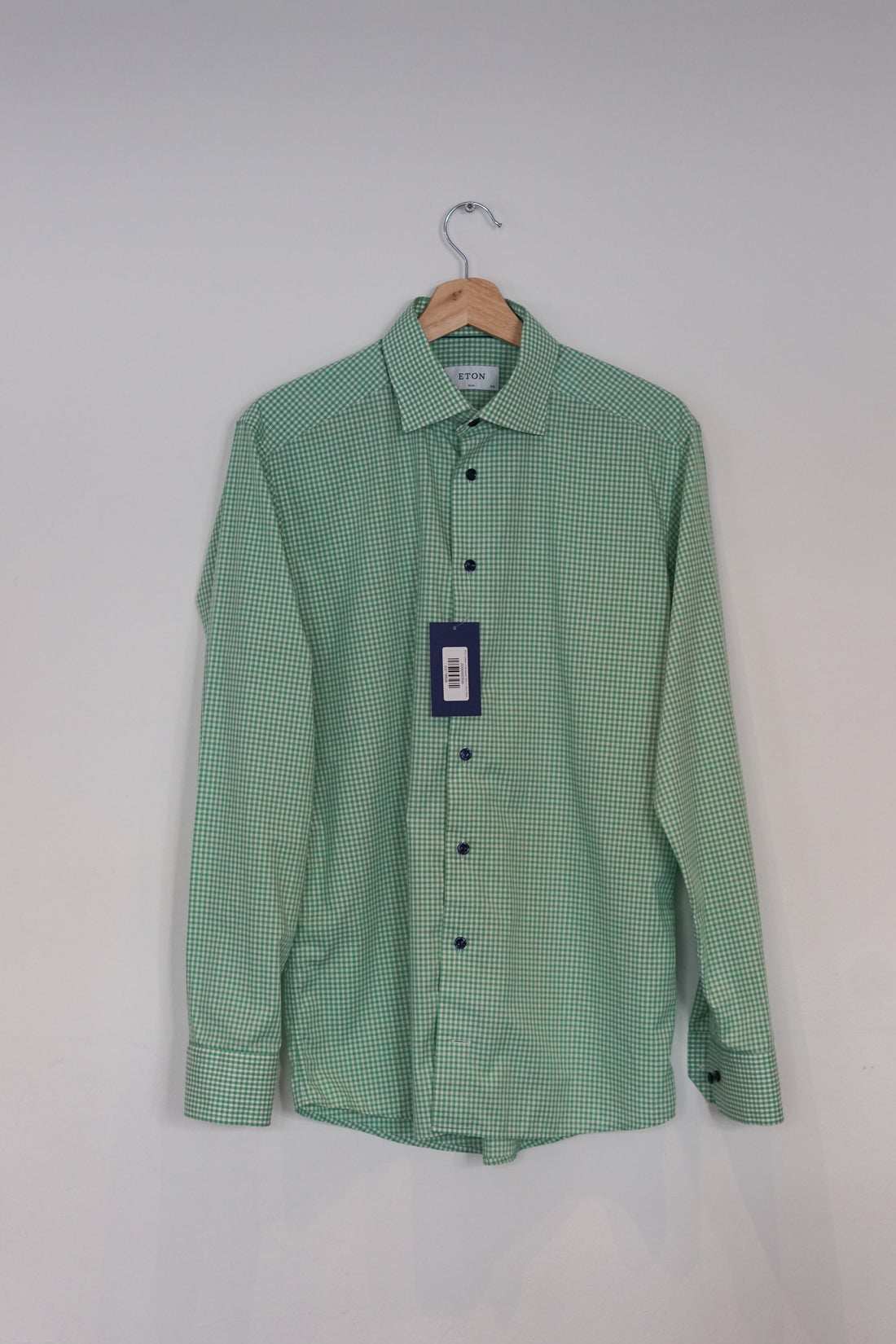 Eton Green Checkered Slim Cotton Shirt