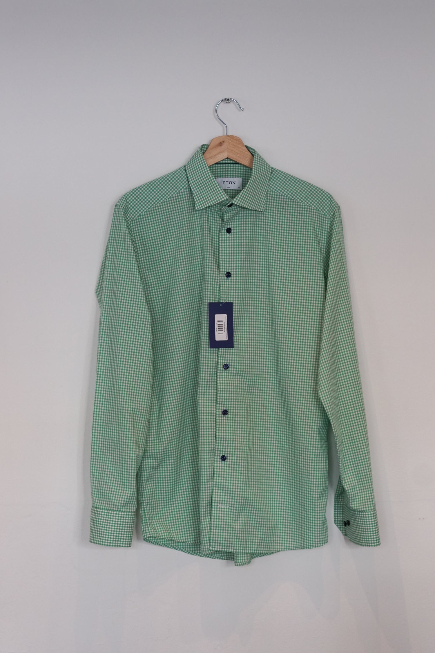 Eton Green Checkered Slim Cotton Shirt