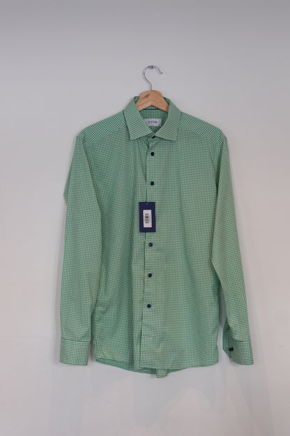 Eton Green Checkered Slim Cotton Shirt