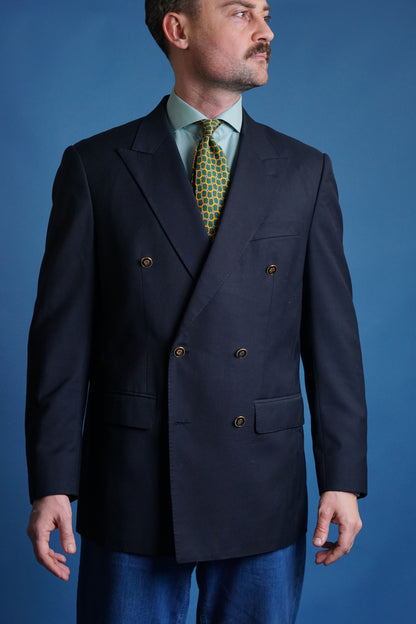 Royal Regency Hand Made Double-Breasted Gold Button Navy Blazer